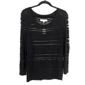 Loft Ann Taylor Black Eyelet Pullover Sweater Cotton Knit, Womens Size Medium